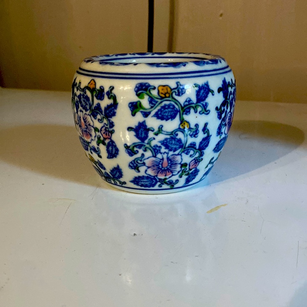 Blue and white with flowers